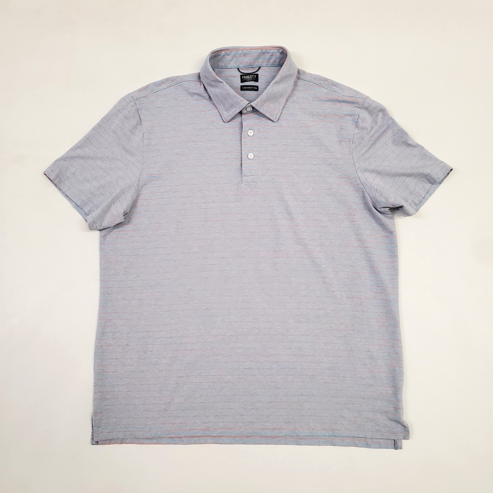 Faherty Reserve The Movement Polo Shirt Men Size XL Blue Red Striped Performance